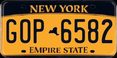 NY license plate GOP6582