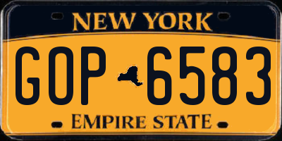 NY license plate GOP6583