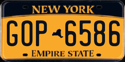 NY license plate GOP6586