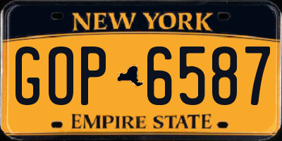 NY license plate GOP6587
