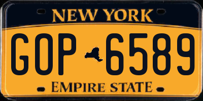 NY license plate GOP6589