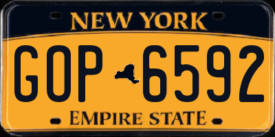 NY license plate GOP6592
