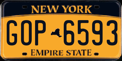 NY license plate GOP6593