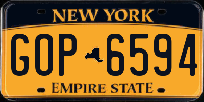 NY license plate GOP6594