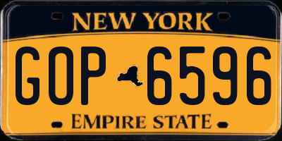 NY license plate GOP6596