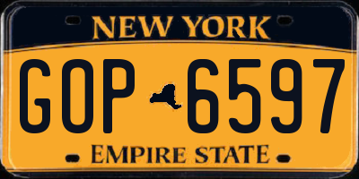 NY license plate GOP6597