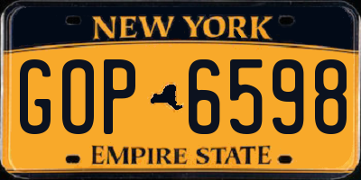 NY license plate GOP6598
