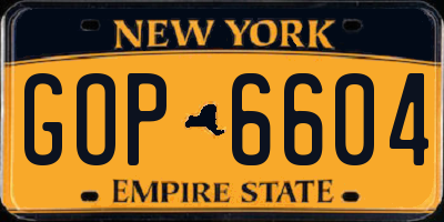 NY license plate GOP6604