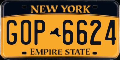 NY license plate GOP6624