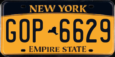 NY license plate GOP6629