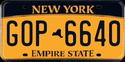 NY license plate GOP6640