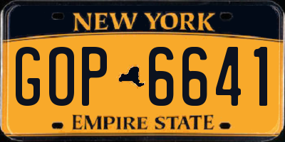 NY license plate GOP6641
