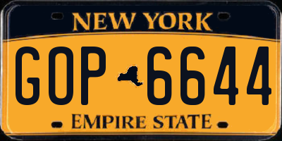 NY license plate GOP6644