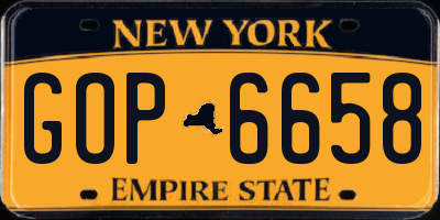NY license plate GOP6658