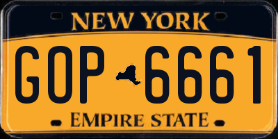 NY license plate GOP6661