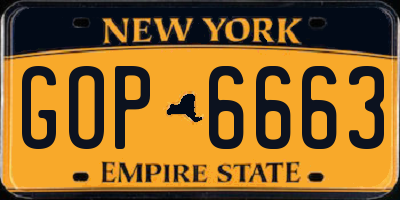 NY license plate GOP6663