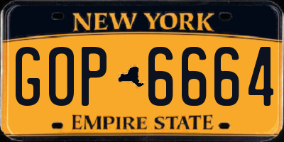 NY license plate GOP6664