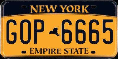 NY license plate GOP6665