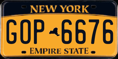 NY license plate GOP6676