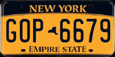 NY license plate GOP6679