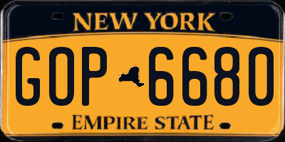 NY license plate GOP6680