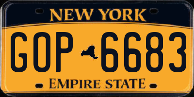 NY license plate GOP6683