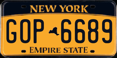 NY license plate GOP6689