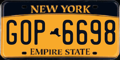 NY license plate GOP6698