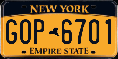 NY license plate GOP6701