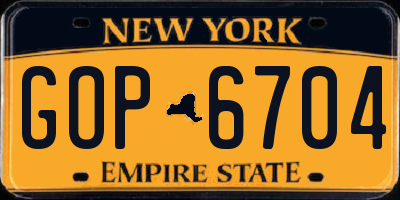 NY license plate GOP6704