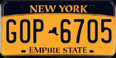 NY license plate GOP6705