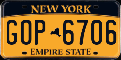NY license plate GOP6706