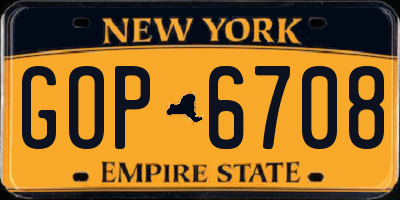 NY license plate GOP6708