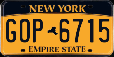 NY license plate GOP6715