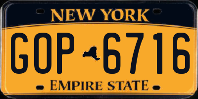 NY license plate GOP6716