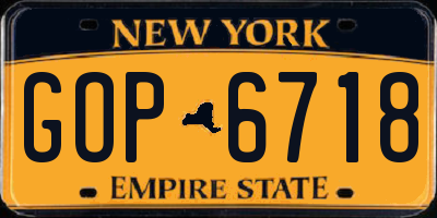 NY license plate GOP6718