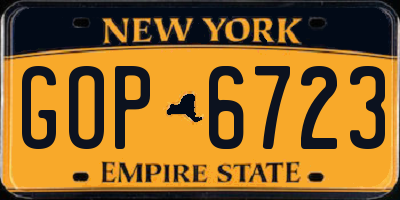 NY license plate GOP6723
