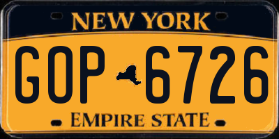 NY license plate GOP6726