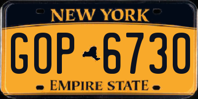 NY license plate GOP6730