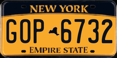 NY license plate GOP6732