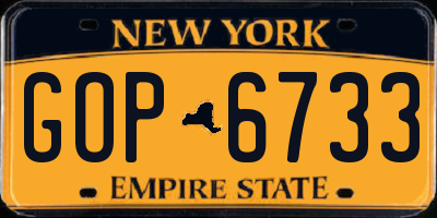 NY license plate GOP6733