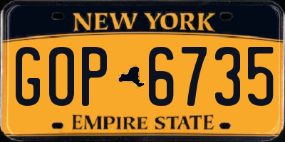 NY license plate GOP6735