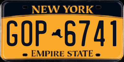 NY license plate GOP6741