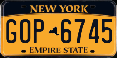 NY license plate GOP6745