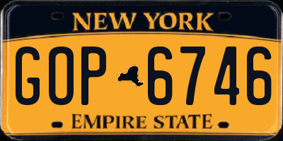 NY license plate GOP6746