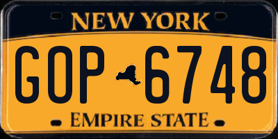 NY license plate GOP6748