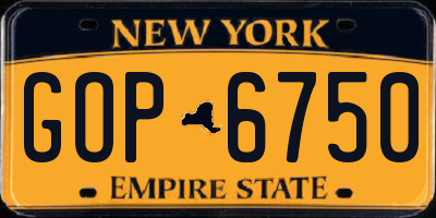 NY license plate GOP6750