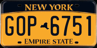NY license plate GOP6751
