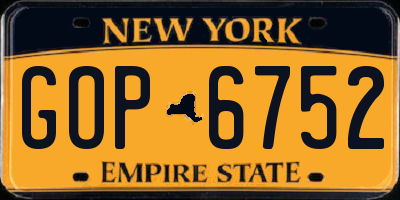 NY license plate GOP6752