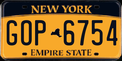 NY license plate GOP6754